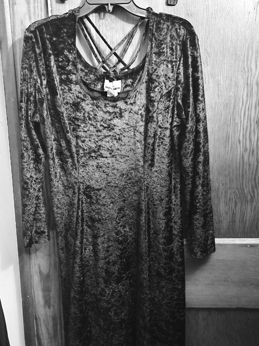 Andrew & Co Crushed Velvet Maxi Dress - Black